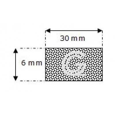 Rechthoekig mosrubber snoer | 6 x 30 mm | per meter